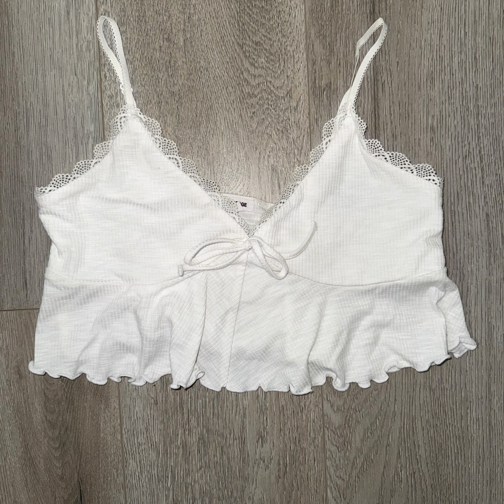 Garage White Ribbed Cami